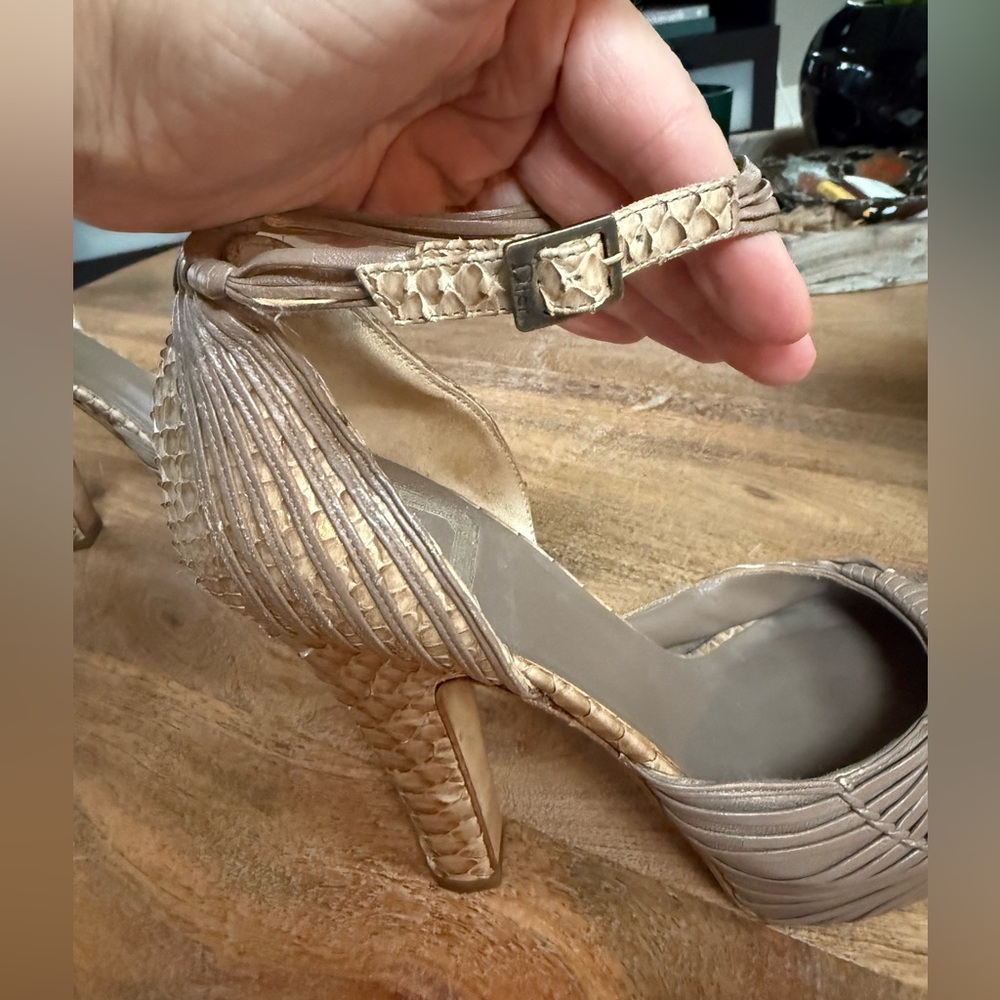 Christian Dior Python/Woven Leather Platform Heels - image 7